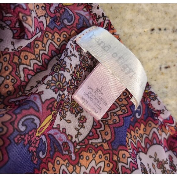 Band Of Gypsies Women's L Floral Print Mini Dress Wine Fairy Whimsy Goth Boho - Picture 8 of 13